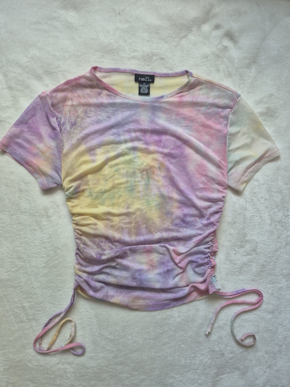 rue21 Pastel Tie-Dye Side-Ruched Short Sleeve Top - Multi